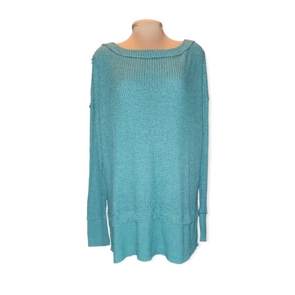 We The Free Aqua Green North Shore Thermal Faux Layered Long Sleeve Tunic Size S - Picture 2 of 9